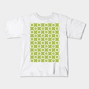 Pistachio green floral and rectangle pattern Kids T-Shirt